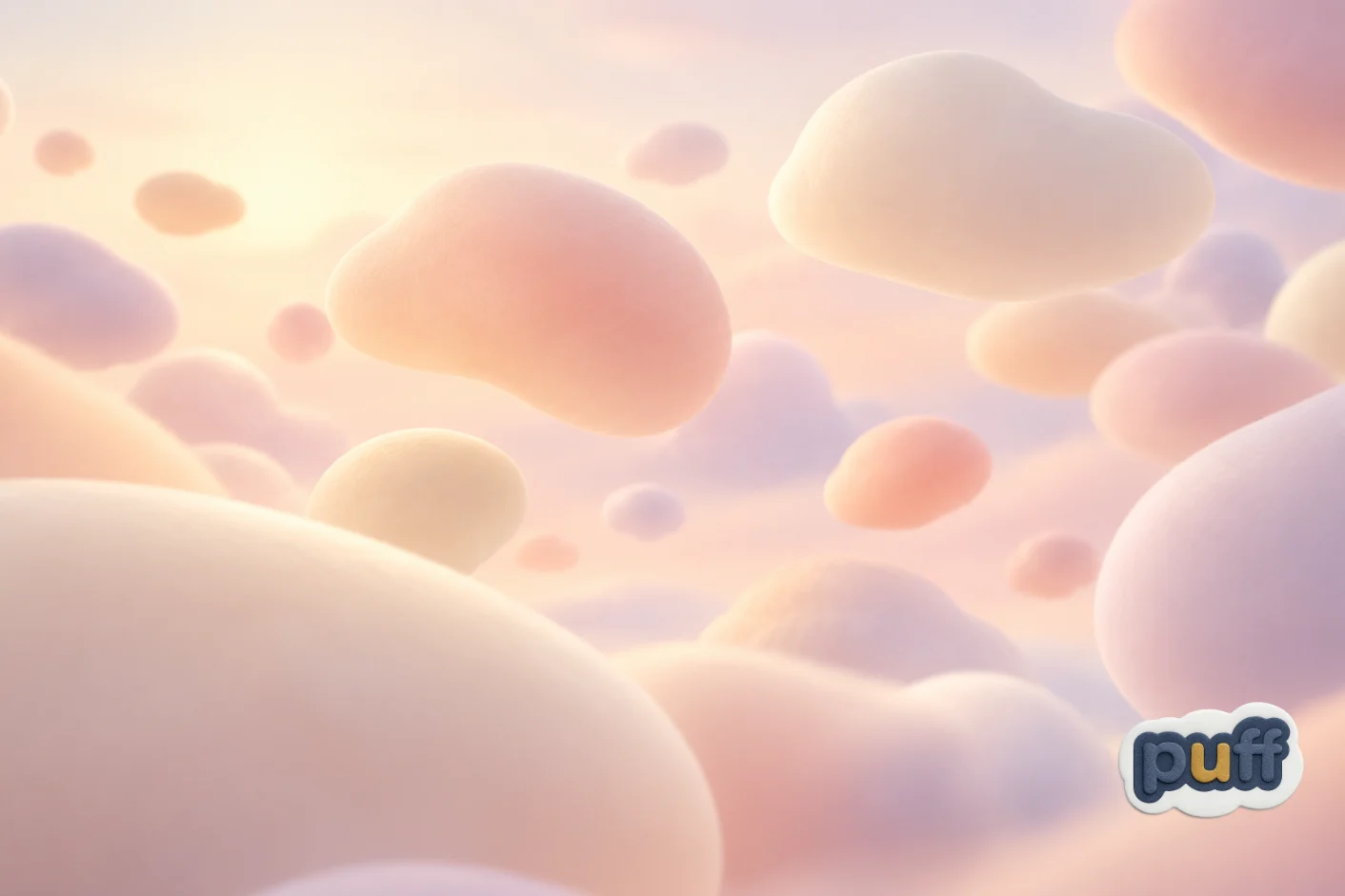 Abstract rounded pastel shapes floating in soft diffused light
