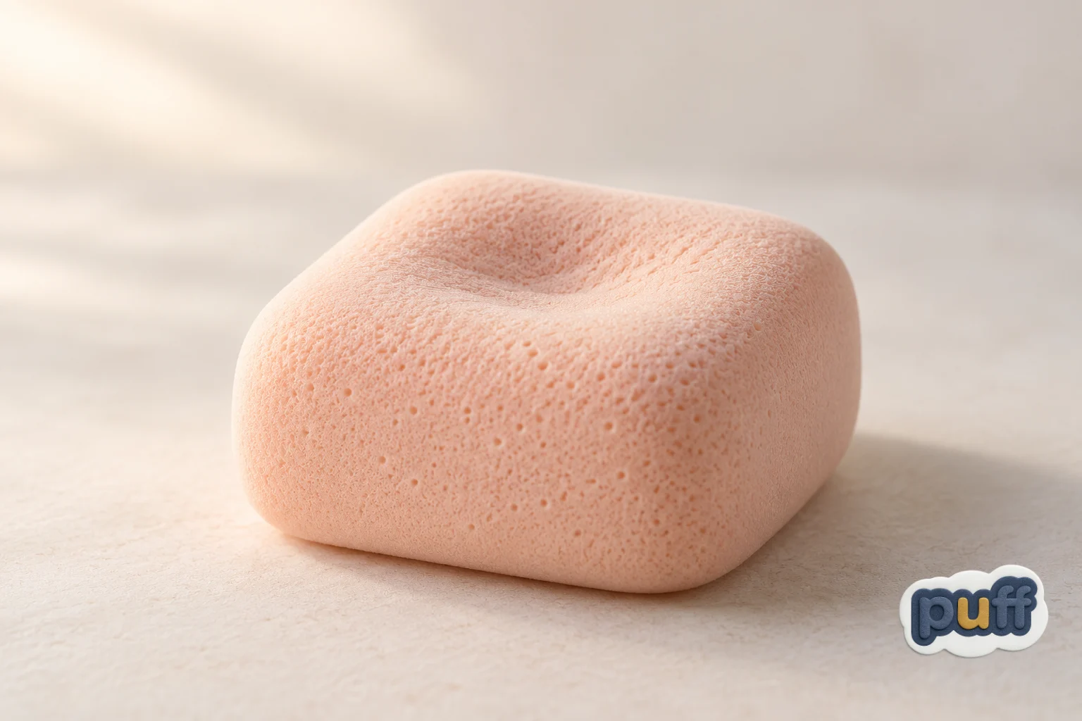 A soft foam shape slowly rising back after being pressed
