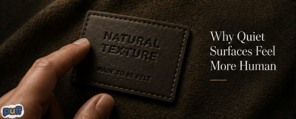 Hand touching textured material showing tactile branding, texture psychology, soft-touch packaging, material perception, human-centered design, and emotional packaging experience.