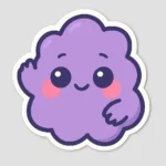 A 3D label with an irregular cute cloud shape and a matte finish, constructed from a sticky backing, vinyl layer, and UV-protected top for long-lasting use. This waterproof sticker is ideal for educational rewards or promotions, customizable with motifs, and offered by PuffSticker.com.