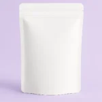 A white Mylar bulk bag with a zip-lock seal, built from thick PET, aluminum, and LDPE layers for airtight, moisture-proof storage of large food quantities. This durable pouch offers logo customization and is available from PuffSticker.com