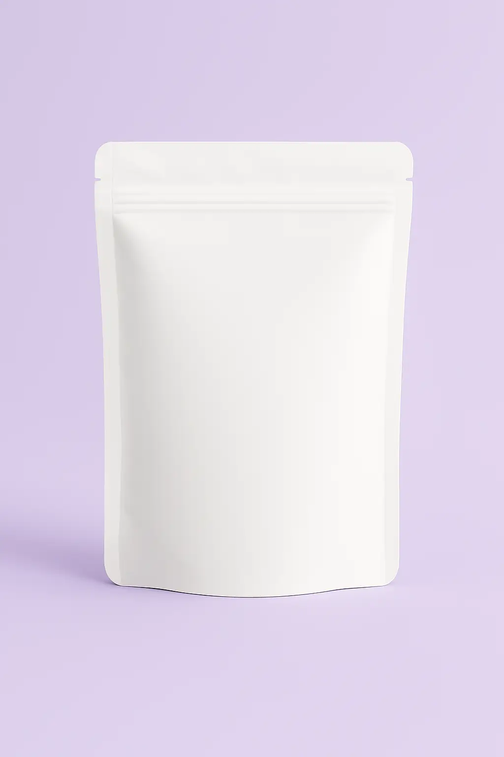 A white Mylar bulk bag with a zip-lock seal, built from thick PET, aluminum, and LDPE layers for airtight, moisture-proof storage of large food quantities. This durable pouch offers logo customization and is available from PuffSticker.com