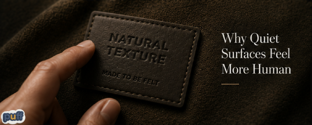 Hand touching textured material showing tactile branding, texture psychology, soft-touch packaging, material perception, human-centered design, and emotional packaging experience.