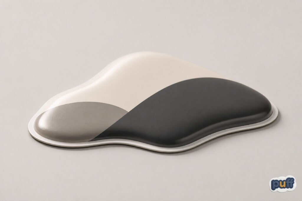 Why Some Custom Stickers Feel Like Objects 5 Close-up product photo of a two-tone custom puffy sticker showing its raised, glossy dimensional surface
